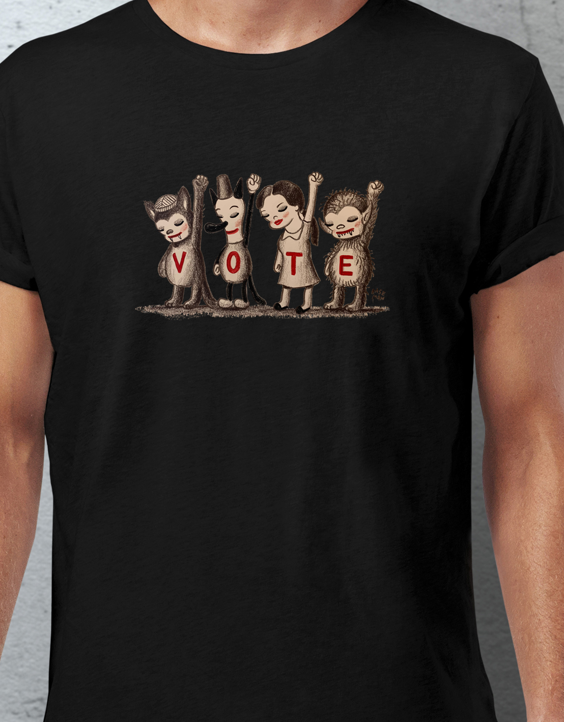 navneord Violin Overlevelse VOTE t-shirt (unisex-black) | Gary Baseman